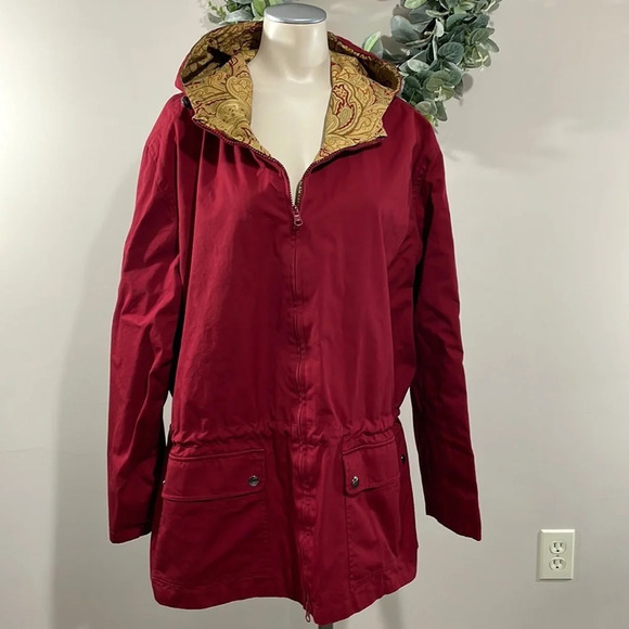 Vintage Casual Corner Annex Woman Reversible Hooded Jacket Red Paisley 2X - Picture 1 of 16